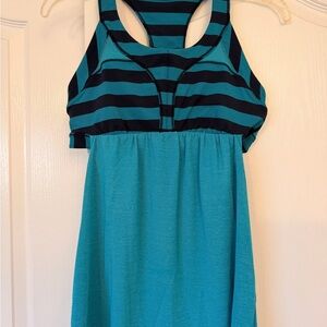 lululemon athletica Teal and Navy Striped Racerback Tank